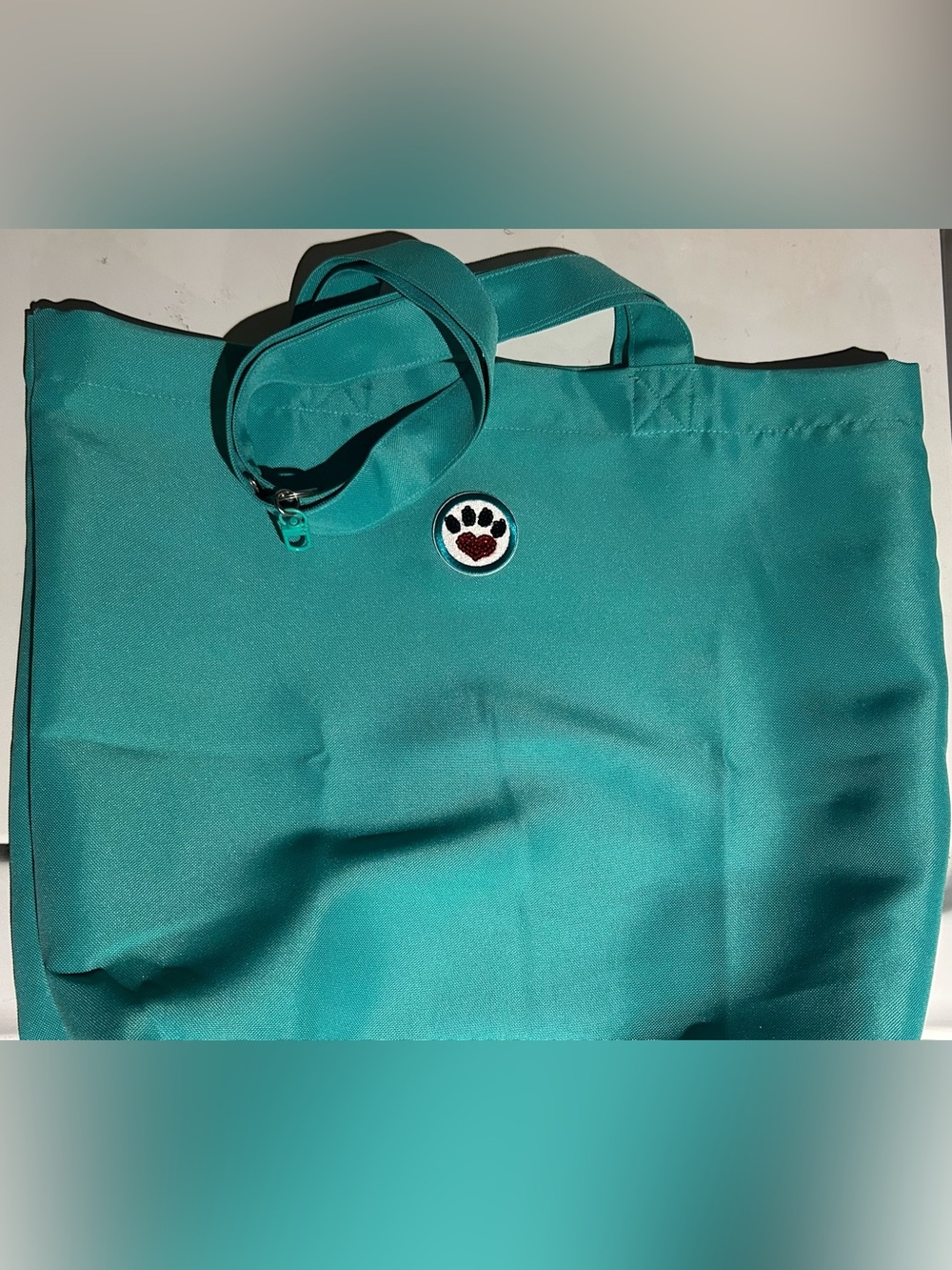 Teal Tote Bag with Paw Patches (check Vinted)